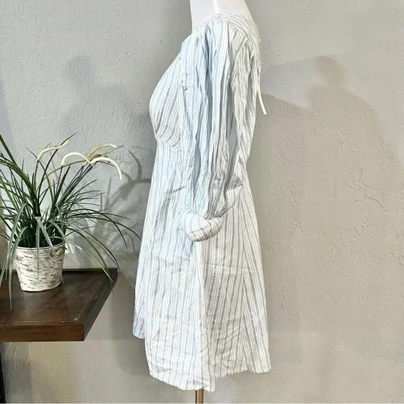 NWT For Love & Lemons Leslie Blue Striped Puff Sleeve Mini Dress - Picture 6 of 16